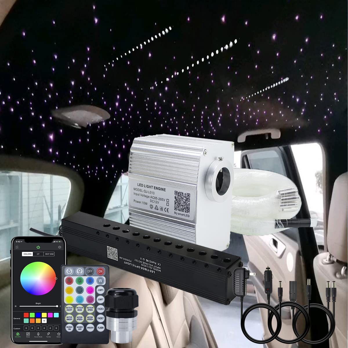 SANLI LED 10W Twinkle RGBW Fiber Optic Shooting Star Ceiling Lights for Car Truck SUV & Home Theaters Rooms | STARLightinCar.com