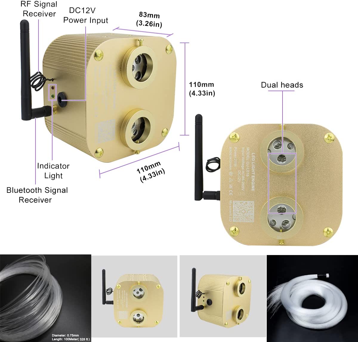 LED Light Source for 2x10W RGBW Colors Twinkle Fiber Optic Star Lights | STARLightinCar.com