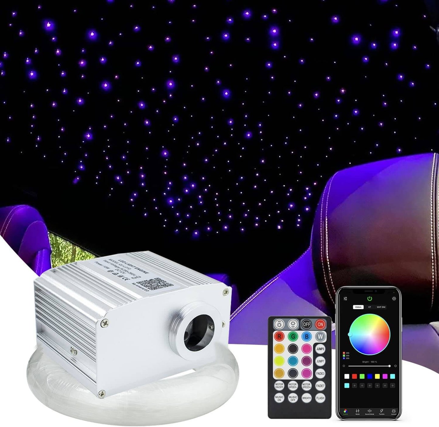 10W Twinkle RGBW Star Light Headliner Kit for Car Truck with Bluetooth APP/Remote Contorl | STARLightinCar.com