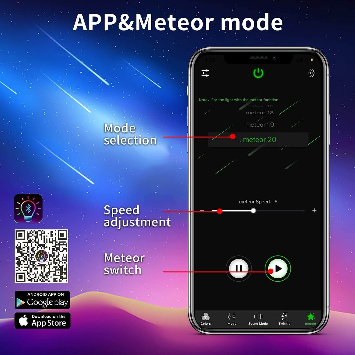 Bluetooth APP for 5W White Fiber Optic Shooting Star Ceiling Kit | STARLightinCar.com