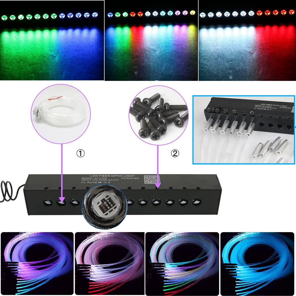 2x10W Dual Color Twinkle Fiber Optic Lights with Shooting Star in Car Truck SUV's Headliner | STARLightinCar.com