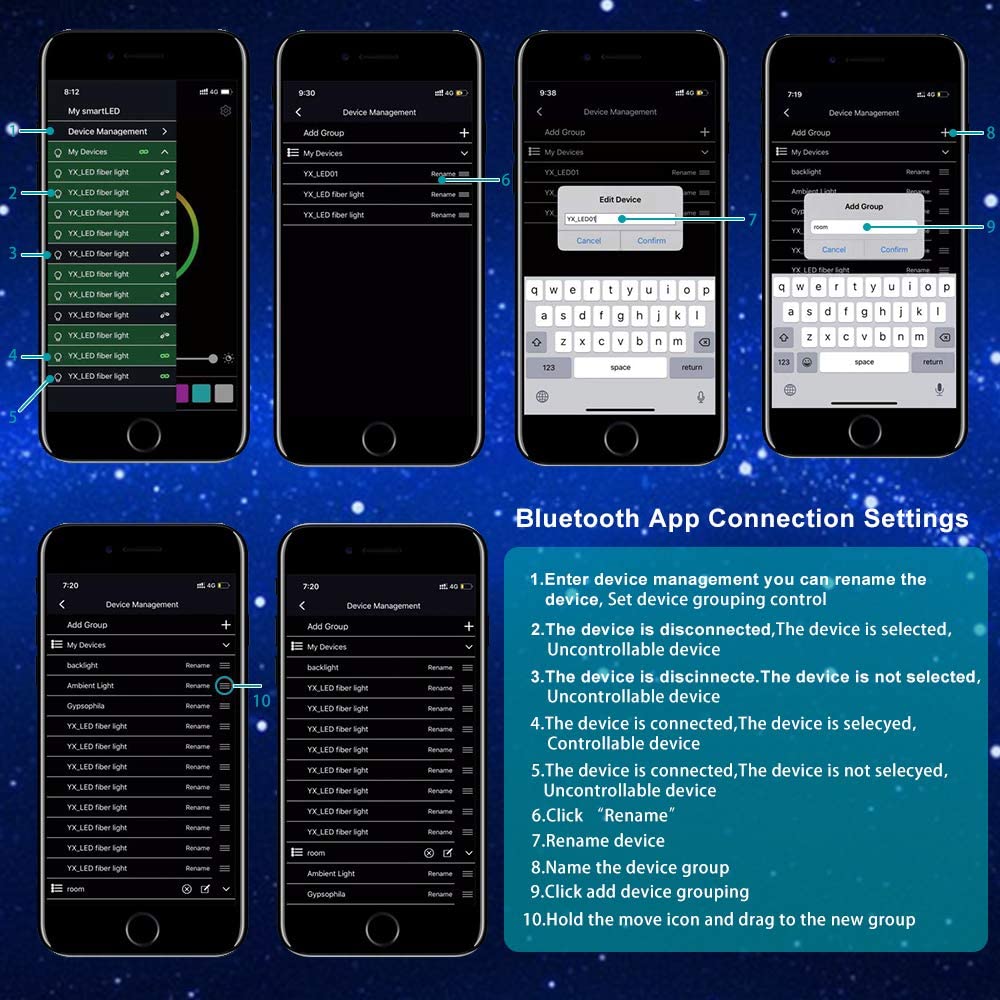 Bluetooth APP Settings for 2x8W Twinkle RGBW Starry Night Headliner Kit | STARLightinCar.com