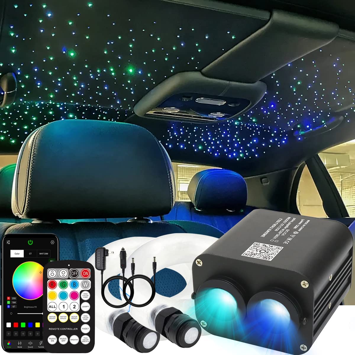 2x10W Dual Color Twinkle Fiber Optic Lights in Car Truck SUV's Headliner | STARLightinCar.com