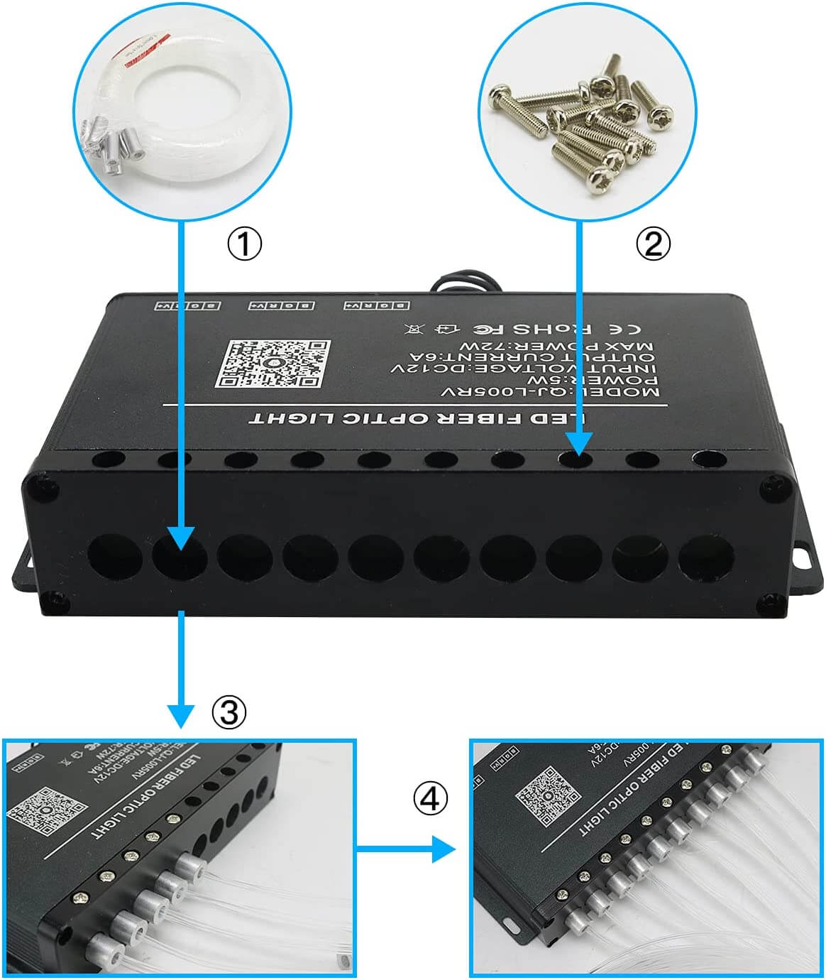 5W White Fiber Optic Shooting Star Ceiling Kit | STARLightinCar.com